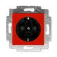 Zásuvka jednonásobná s ochrannými kontaktmi (podľa DIN), s clonkami, Levit®, červená / dymová čierna