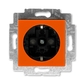 Zásuvka jednonásobná s ochrannými kontaktmi (podľa DIN), s clonkami, Levit®, oranžová / dymová čierna