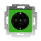 Zásuvka jednonásobná s ochrannými kontaktmi (podľa DIN), s clonkami, Levit®, zelená / dymová čierna